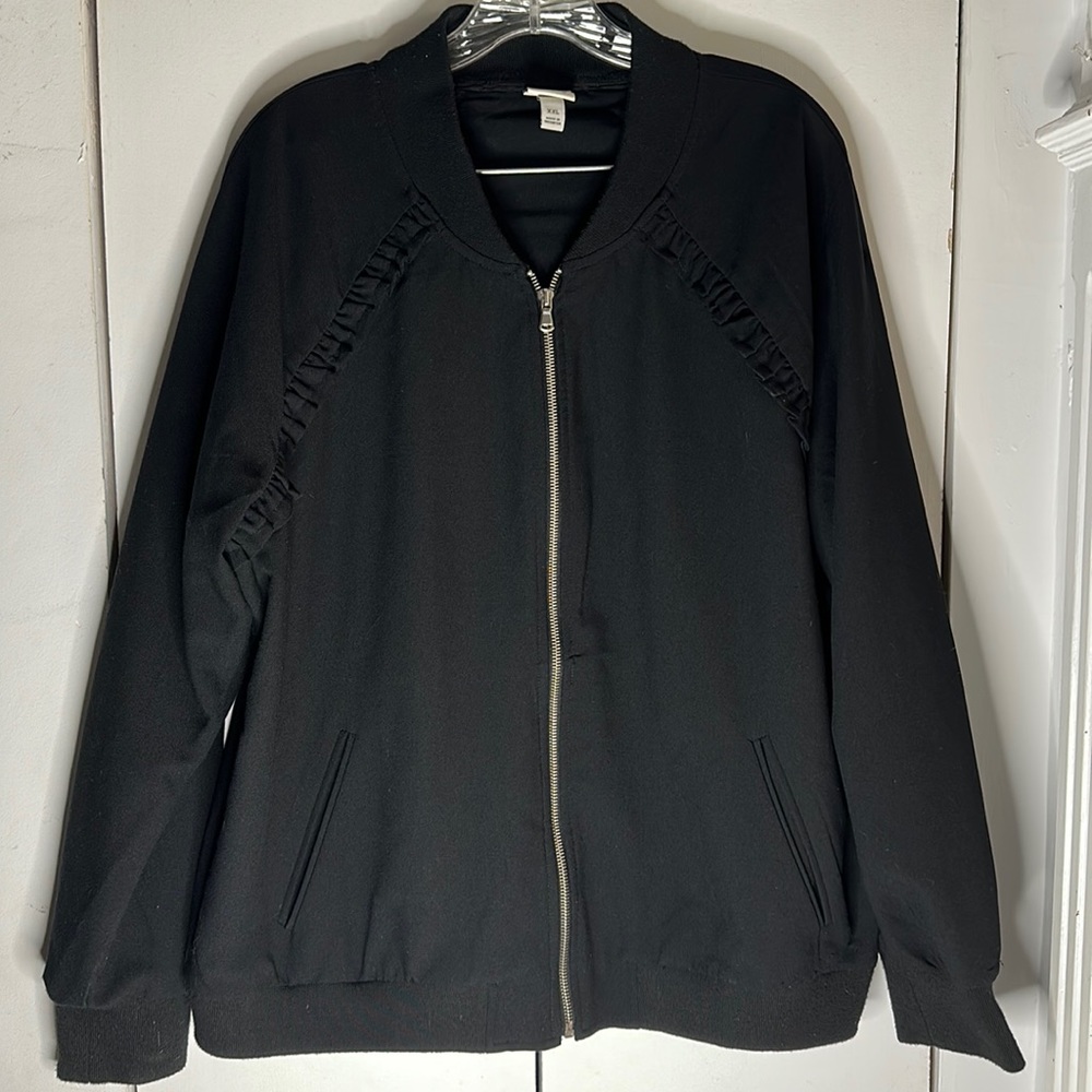 Bomber Jacket with Ruffle